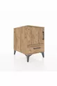 Table de chevet Kronos avec 2 étagères, 1 tiroir et 1 porte, pin-pin