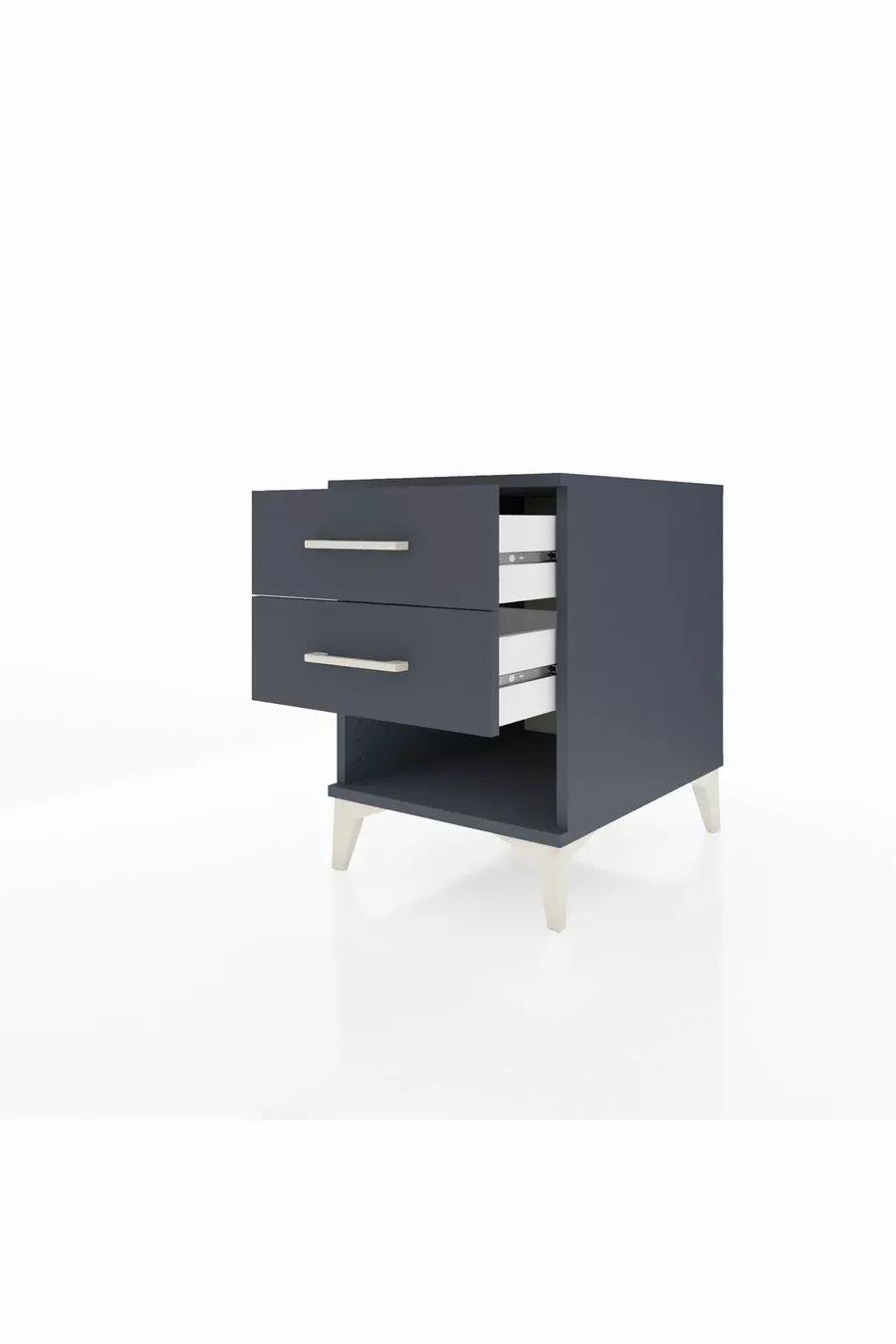 Table de chevet Kronos à 2 tiroirs Anthracite-Anthracite
