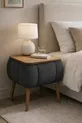 Table de chevet Lina Sandıklı, table de chevet moderne avec pieds en bois recouverte de tissu Teddy