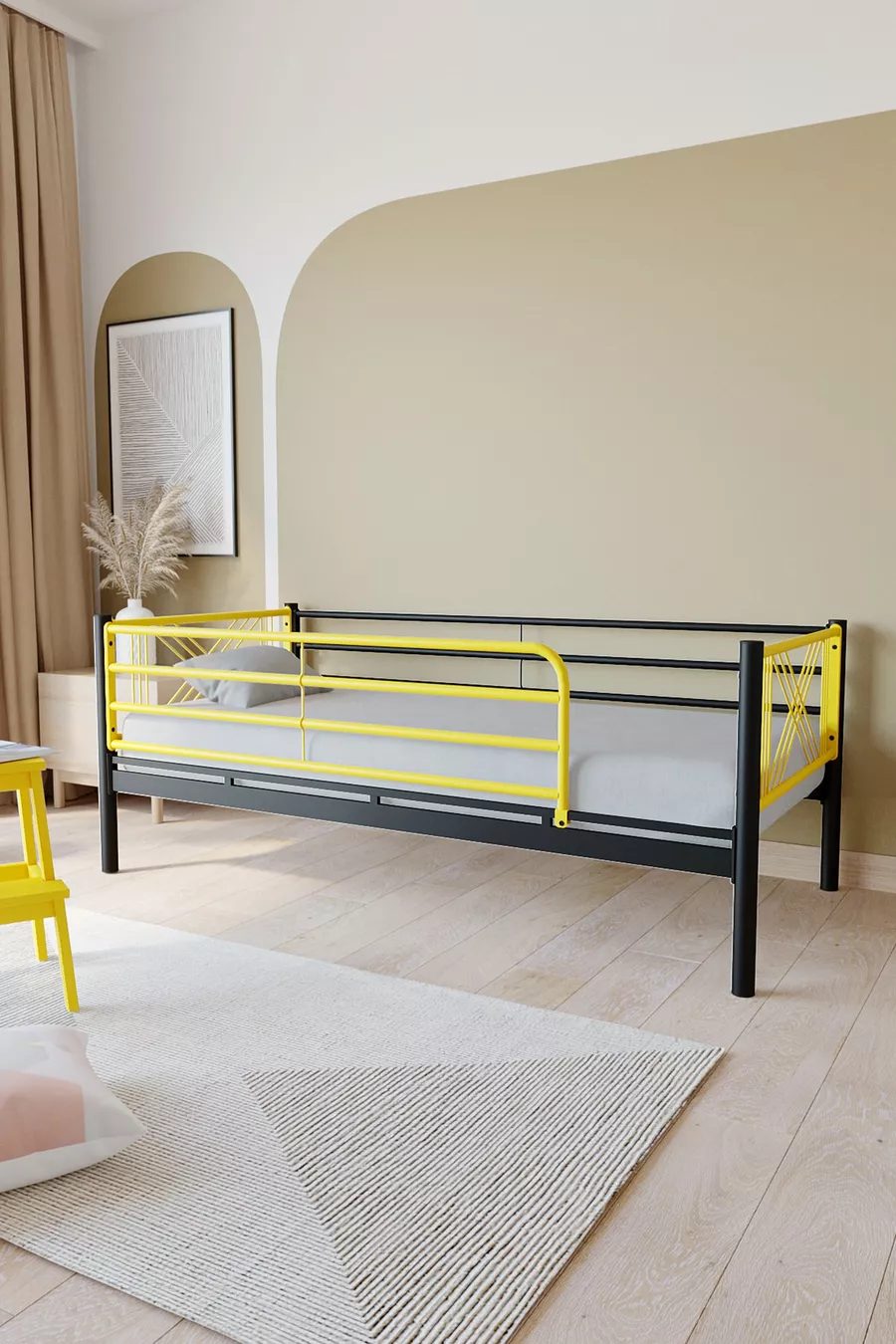 Lits superposés en métal premium Mix Compatible avec matelas Jaune Séparable Lit superposé