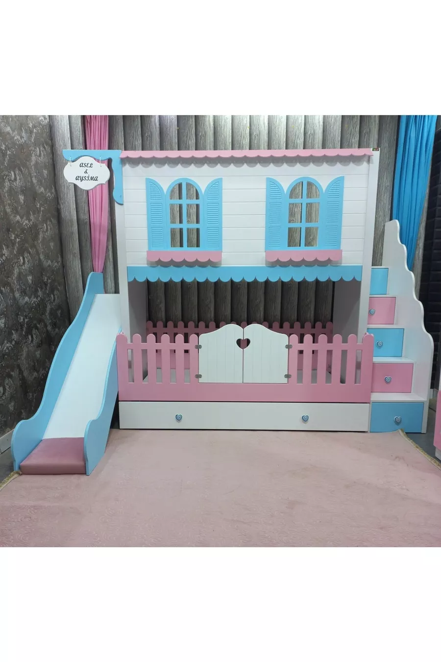 Lit superposé pour enfants avec toboggan Alaçatı