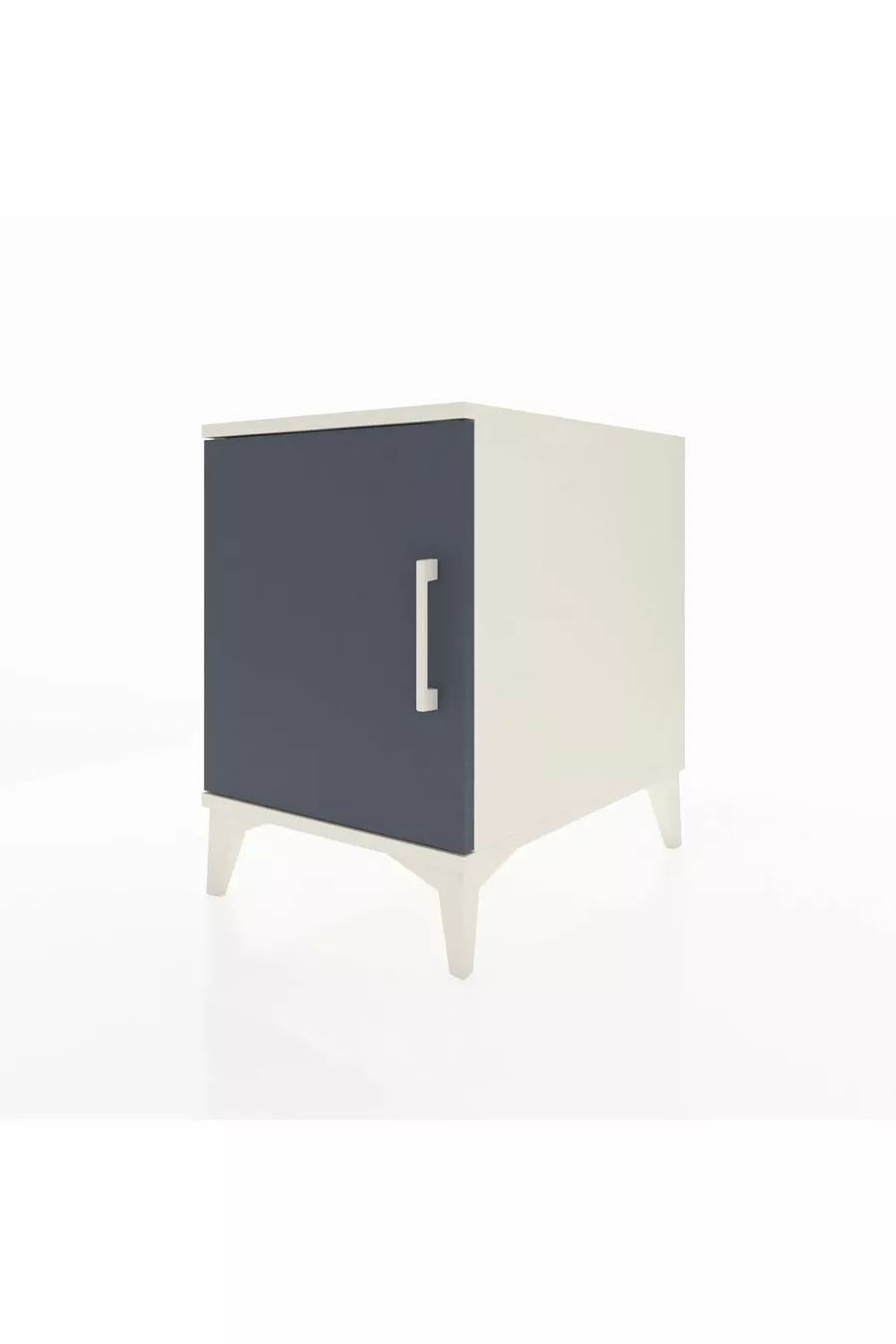 Table de chevet Kronos à 2 étagères avec 1 porte, Pierre de lune-Anthracite