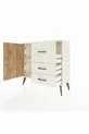 Commode Arges à une étagère, 3 tiroirs et 2 portes, Pierre de lune-Pin/Pierre de lune