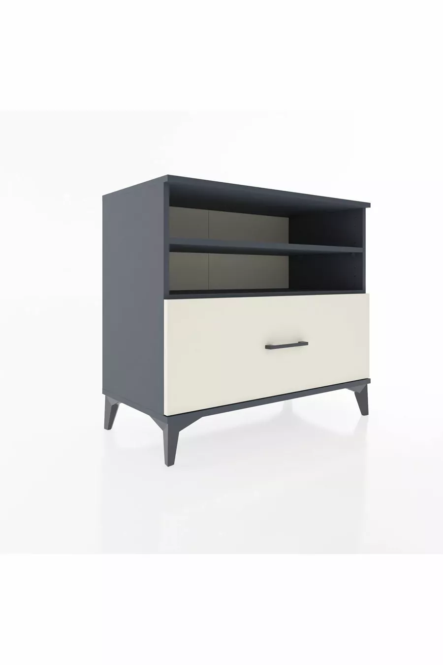 Commode Hyperion 2 étagères 1 tiroir Anthracite-Pierre de lune