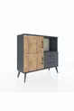Commode Arges 2 étagères 2 tiroirs 2 portes Anthracite-Sapin/Anthracite