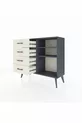 Commode Arges 2 étagères 4 tiroirs Anthracite-Anthracite/Pierre de lune