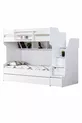 Lits superposés Ranza, courageux avec petit lit - Blanc, 2 matelas confort