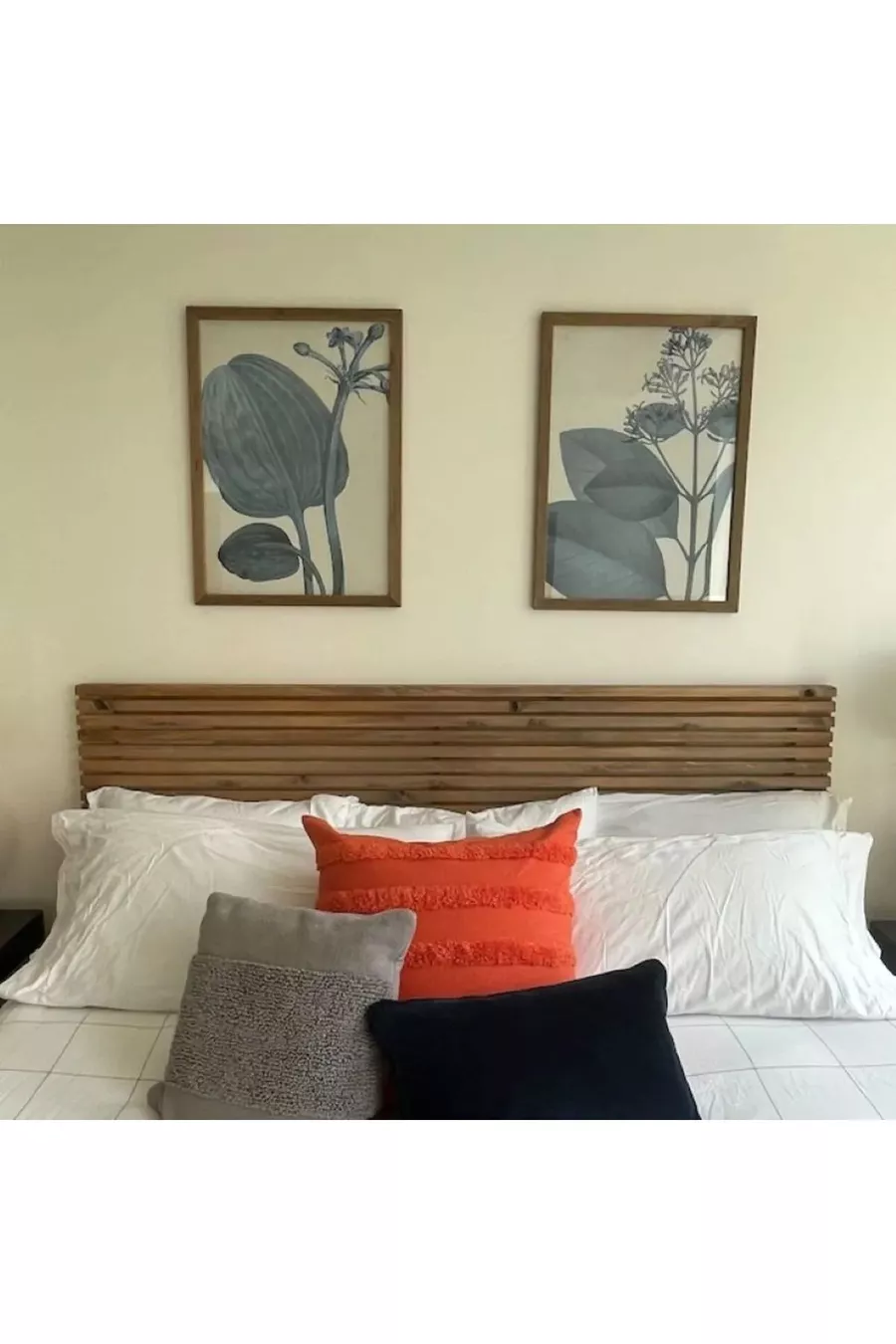 2 Têtes de lit en bois massif avec étagères, couleur noyer, cm X cm, couleur noyer massif