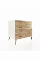 Commode Kronos 2 étagères 5 tiroirs Pierre de lune/Pin