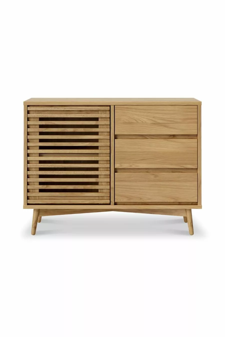 Console en bois naturel Ligna - Avec porte et 3 tiroirs