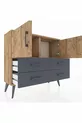 Commode Arges 2 étagères, 4 tiroirs, 2 portes, Pin/Anthracite