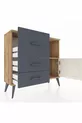 Commode Arges avec une seule étagère, 3 tiroirs et une porte, pin-gris/anthracite