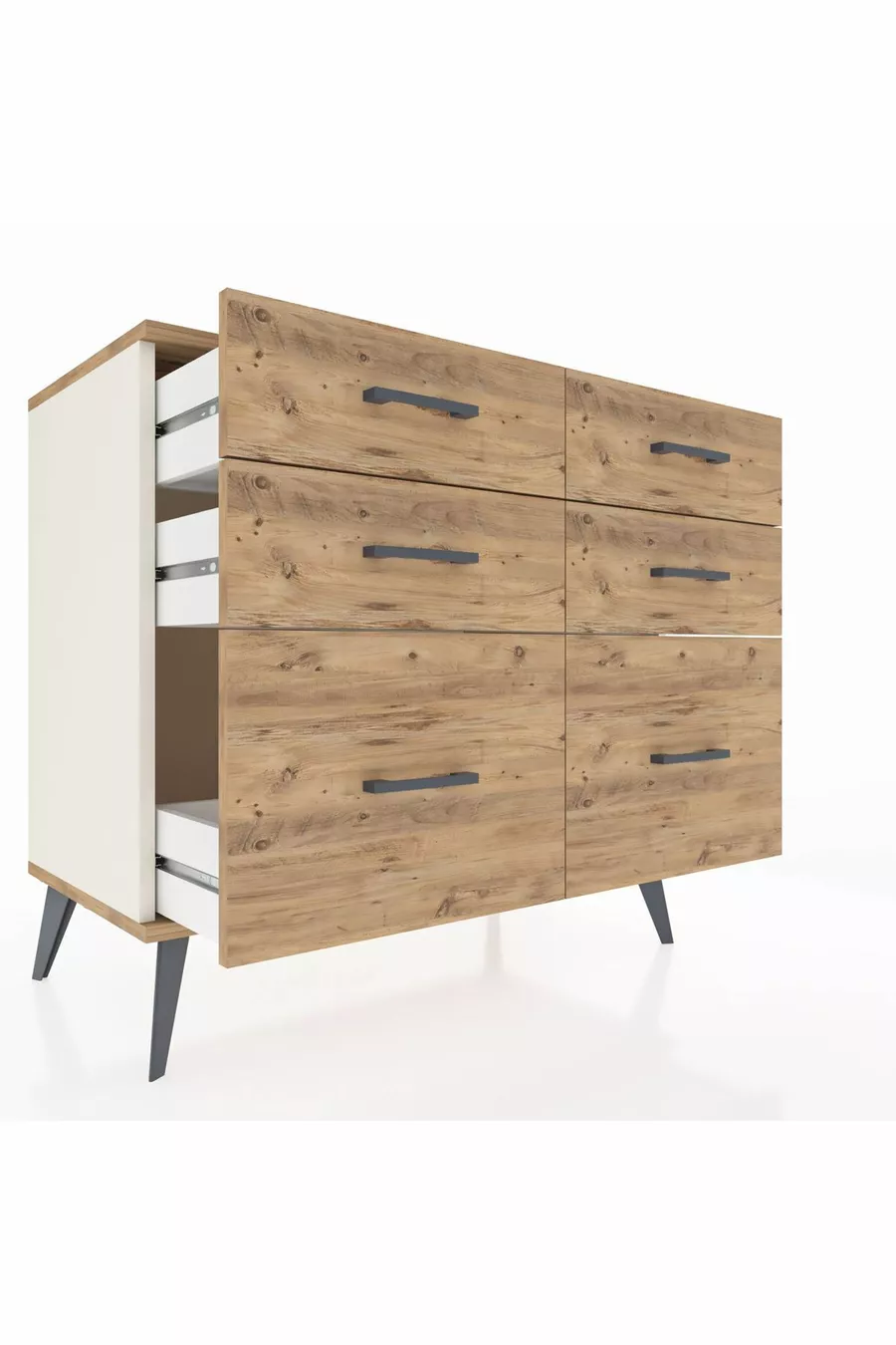 Commode Hyperion 6 tiroirs Pierre de lune-Sapin