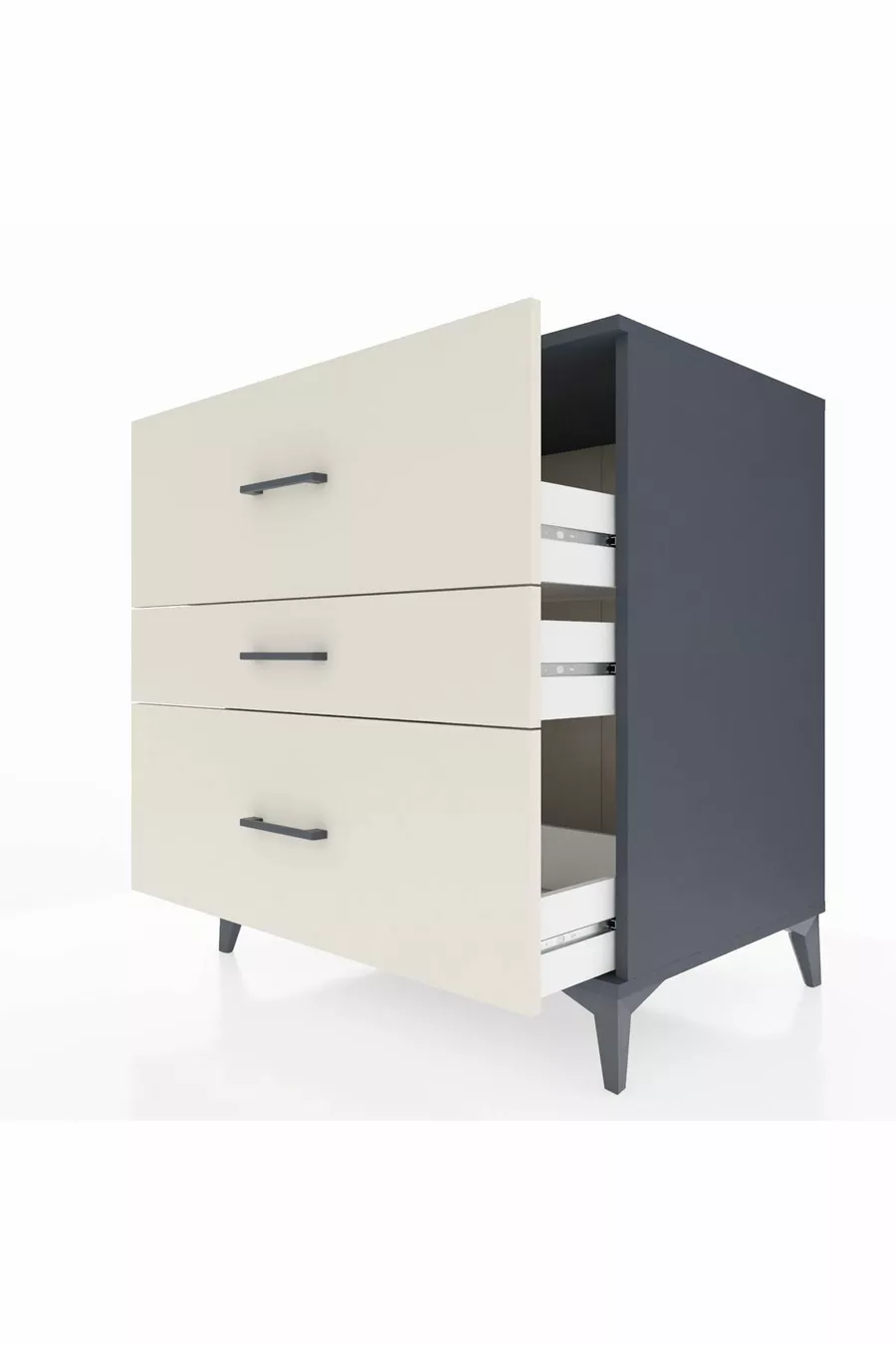 Commode Kronos 3 tiroirs Anthracite-Pierre de lune