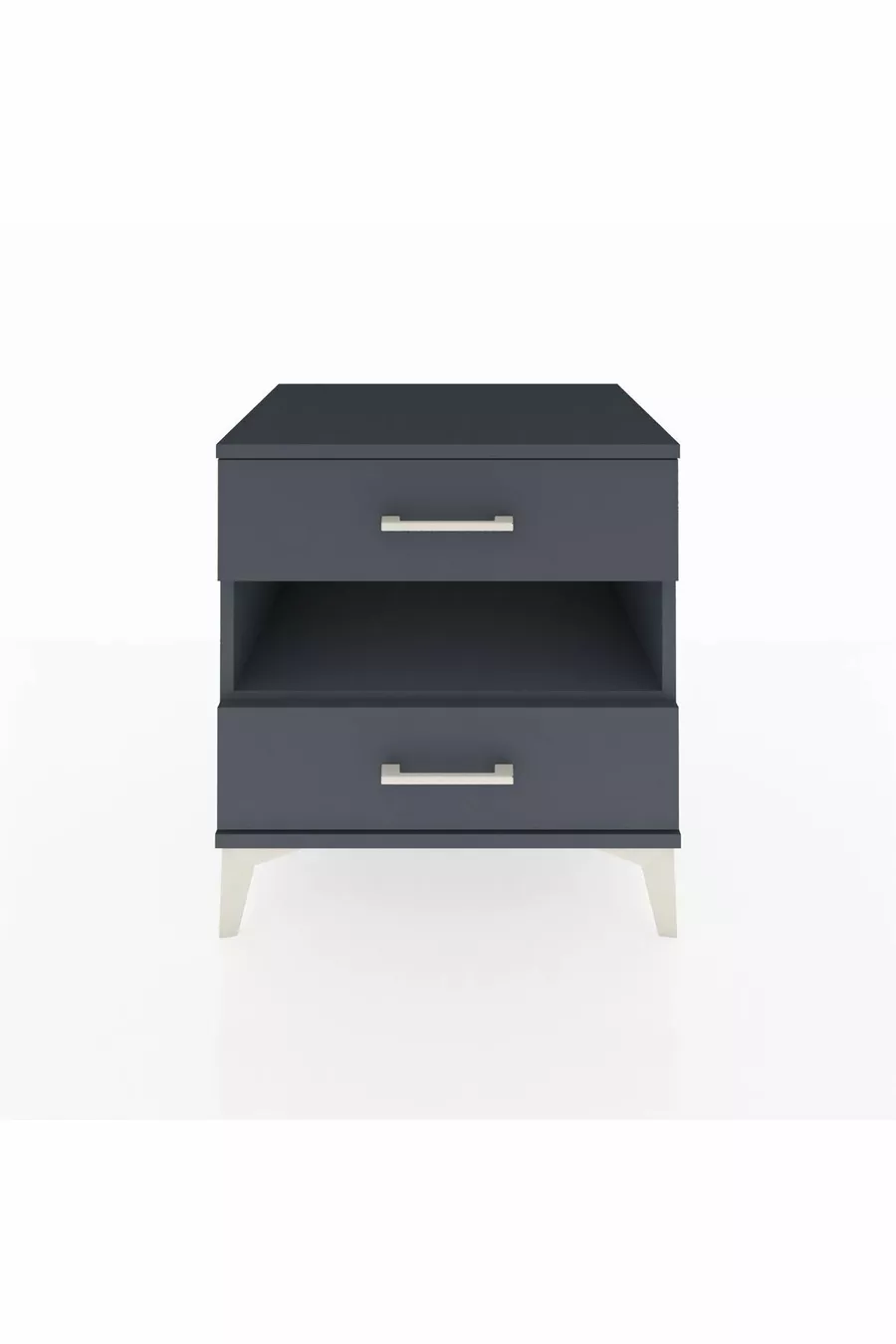 Chevet Hyperion à une étagère et deux tiroirs Anthracite-Anthracite
