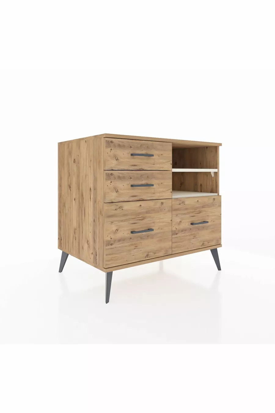 Commode Kronos 2 étagères 4 tiroirs Pin-Ayaşaï/Pin