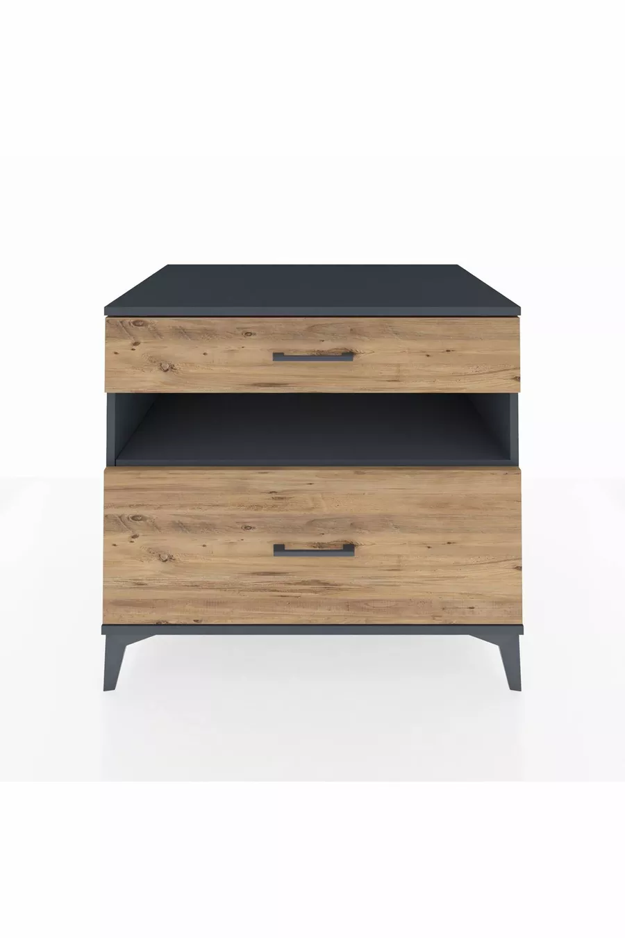 Commode Kronos à une étagère et deux tiroirs Anthracite-Pin