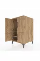 Table de chevet Kronos avec 2 étagères et 4 portes, pin-pin