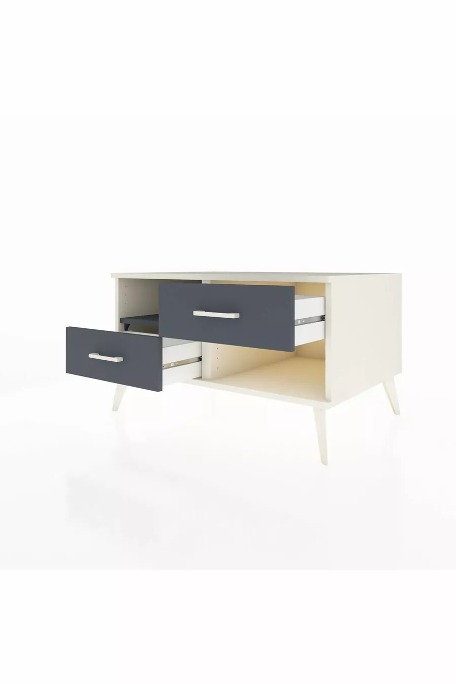 Commode Kronos à une étagère et 2 tiroirs, Pierre de lune-Anthracite
