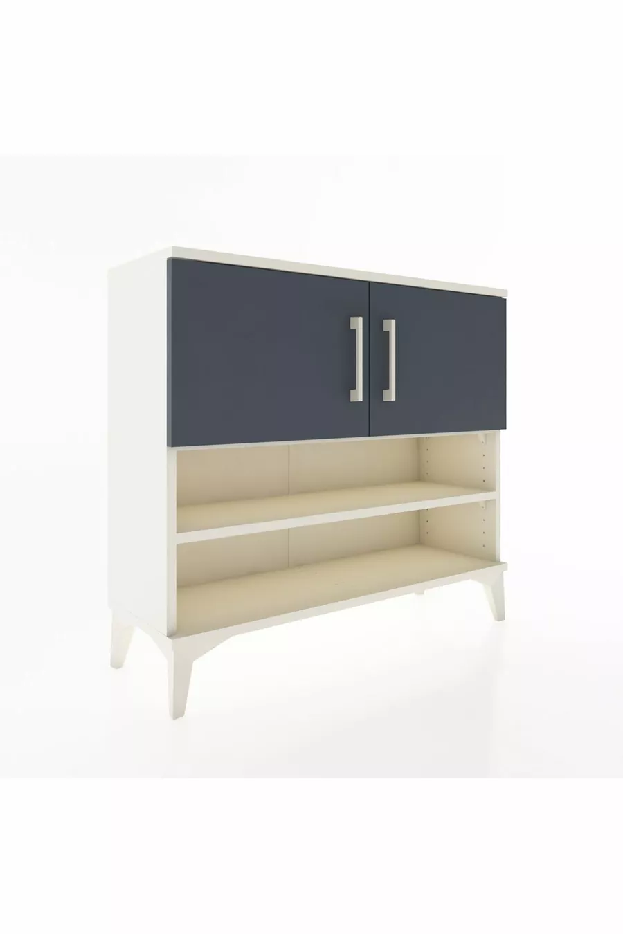 Commode Arges 3 étagères 2 portes Pierre de lune-Anthracite