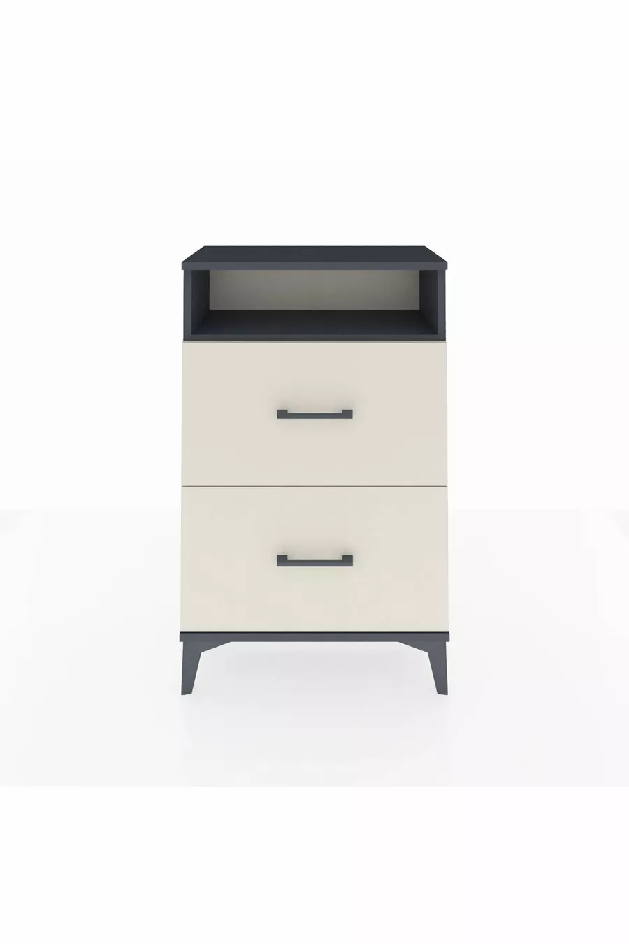 Chevet Arges à une étagère et 2 tiroirs Anthracite-Sable