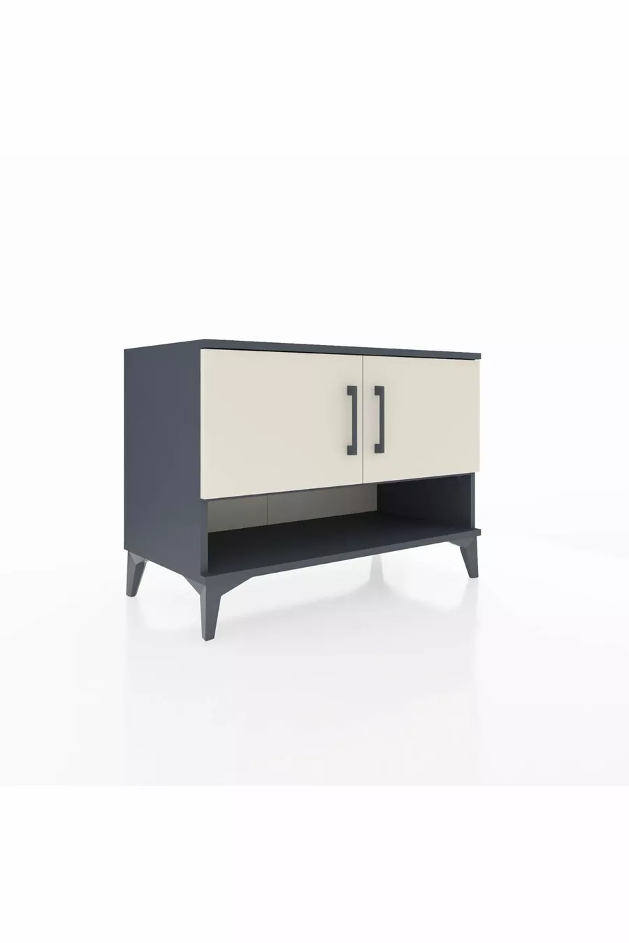 Commode Hyperion 2 étagères 2 portes Anthracite-Pierre de lave