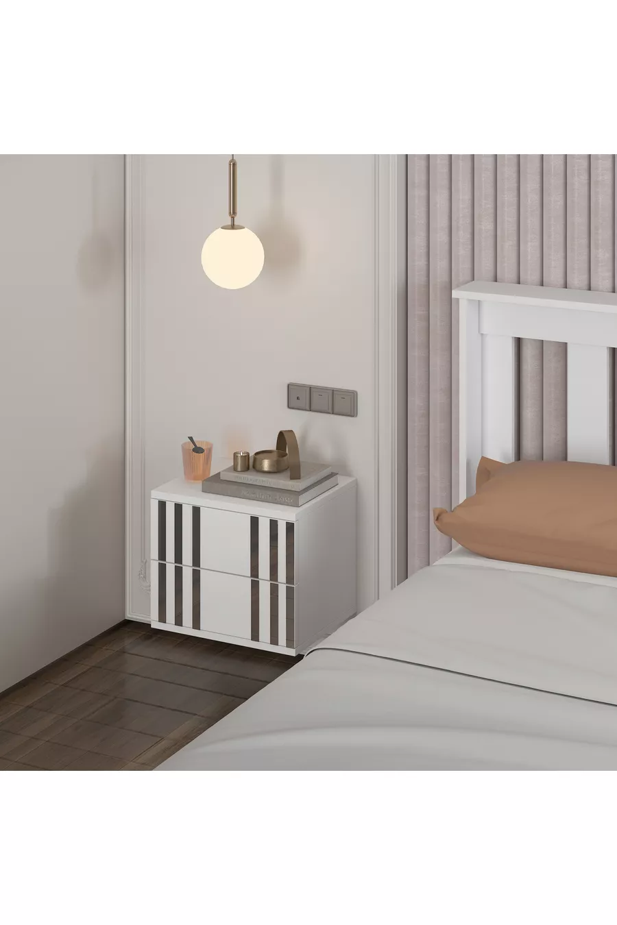 Table de chevet en MDF blanc à monter sur le mur
