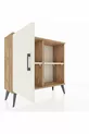 Commode Arges à 2 étagères avec 1 porte en pin et marbre bleu