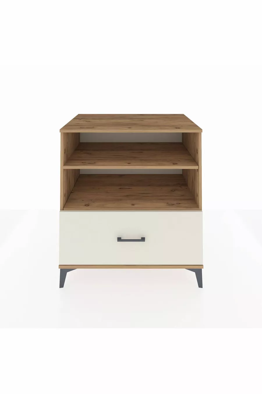 Commode Kronos à 2 étagères et 1 tiroir en pin et quartz