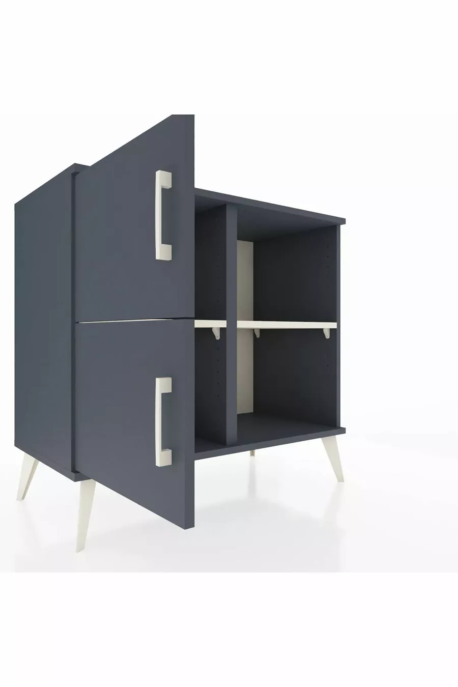 Commode Hyperion 2 étagères 2 portes Anthracite-Anthracite/Gris pierre