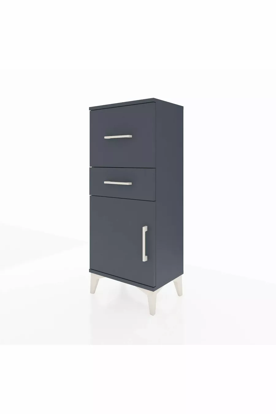Table de chevet Arges avec une étagère, 2 tiroirs et une porte, Anthracite-Anthracite
