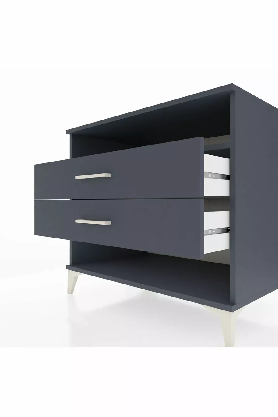Commode Kronos à une étagère et deux tiroirs Anthracite-Anthracite
