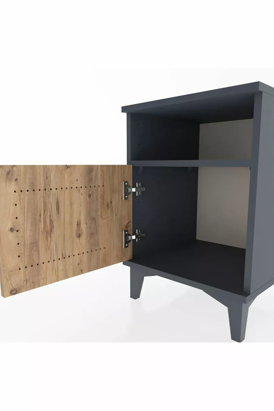 Chevet Hyperion avec une étagère unique et une porte unique Anthracite-Pin