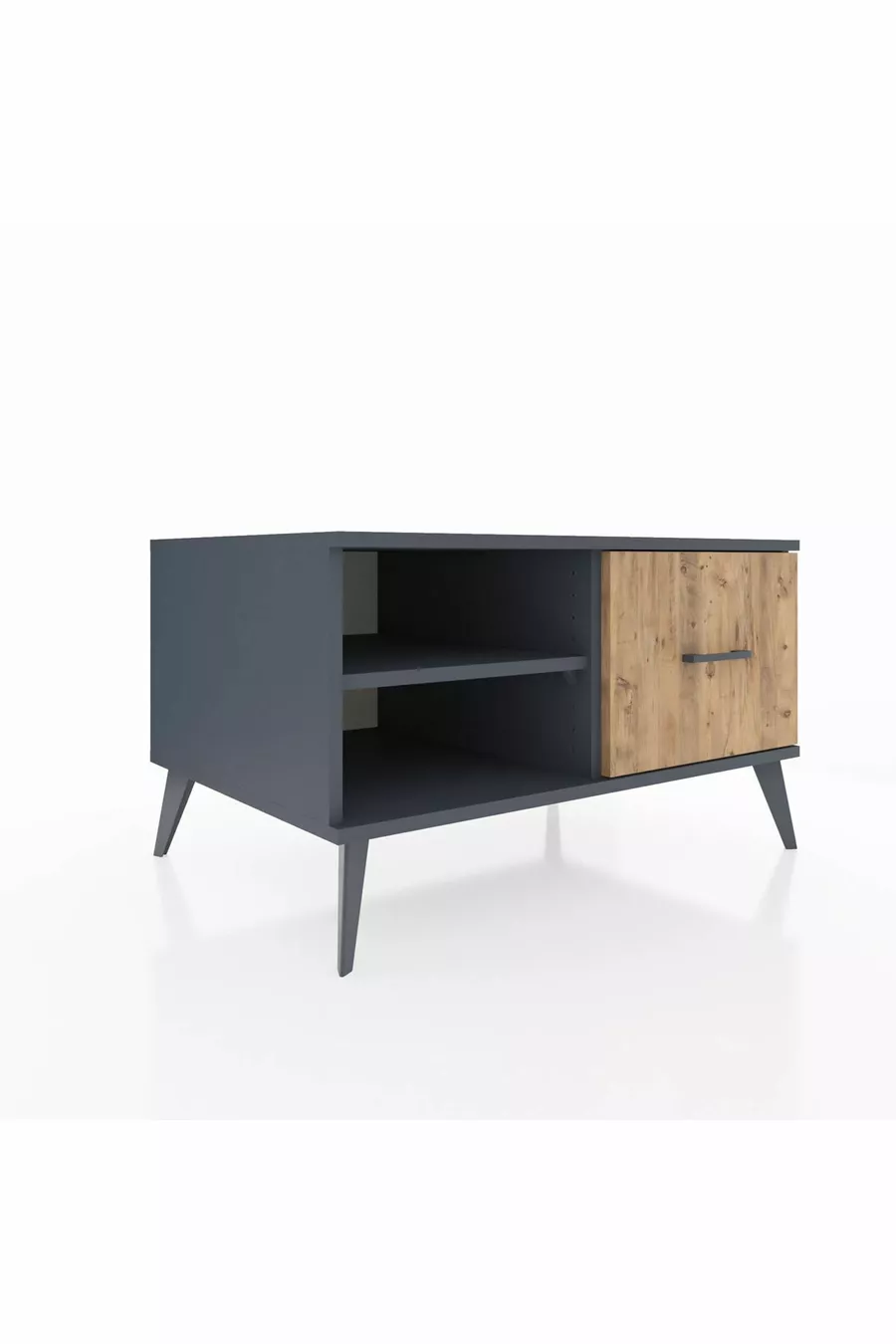 Commode Kronos à une étagère et un tiroir Anthracite-Anthracite/Merisi