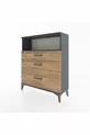 Commode Arges à une étagère et 3 tiroirs Anthracite-Pin
