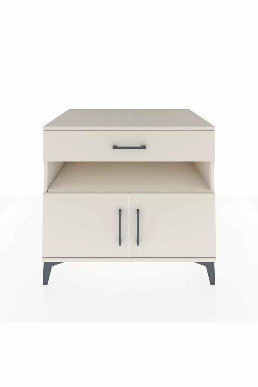 Commode Kronos avec 2 étagères, 1 tiroir et 2 portes, Pierre de Lune-Pierres de Lune