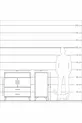 Commode Kronos avec 3 étagères, 2 tiroirs et 2 portes, Pierre de lune-Pin