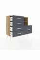 Commode Arges 2 étagères 5 tiroirs Pin-Pin/Anthracite