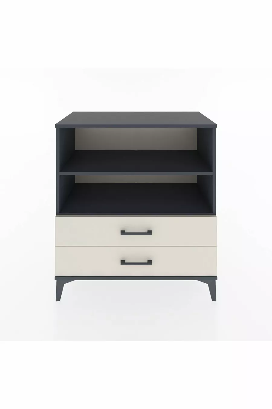 Commode Hyperion 2 étagères 2 tiroirs Anthracite-Pierre de Lune
