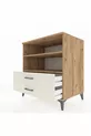 Commode Kronos avec 2 étagères et 2 tiroirs en pin et pierre d'onyx