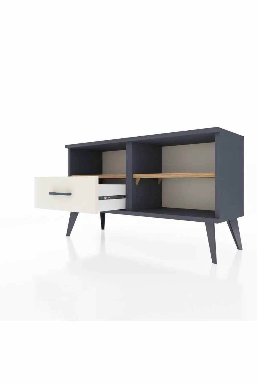 Commode Arges 2 étagères, 1 tiroir, Anthracite-Sapin/Mer de pierre