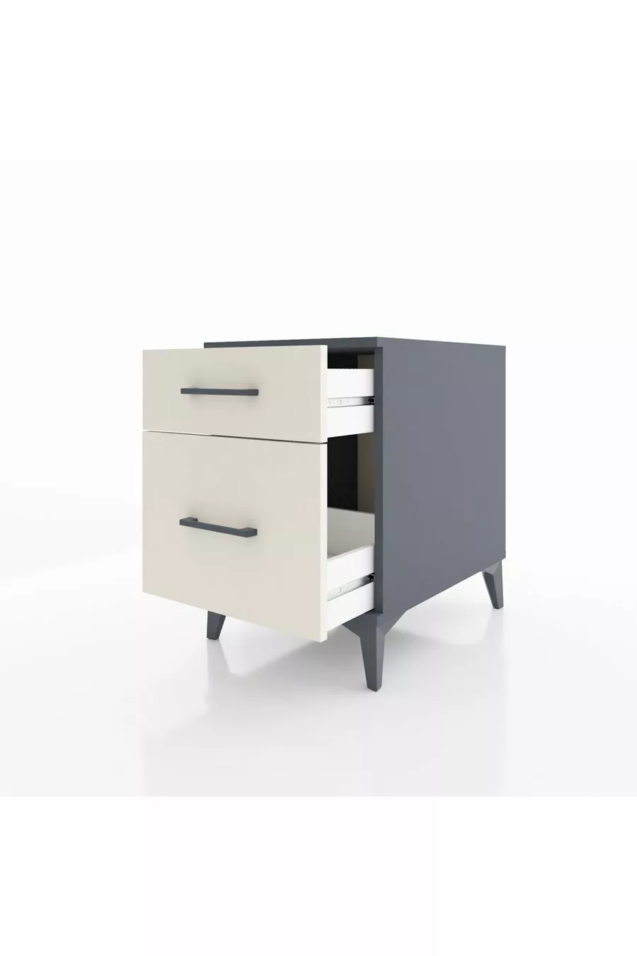 Chevet Kronos avec un tiroir unique Gris anthracite-Sable