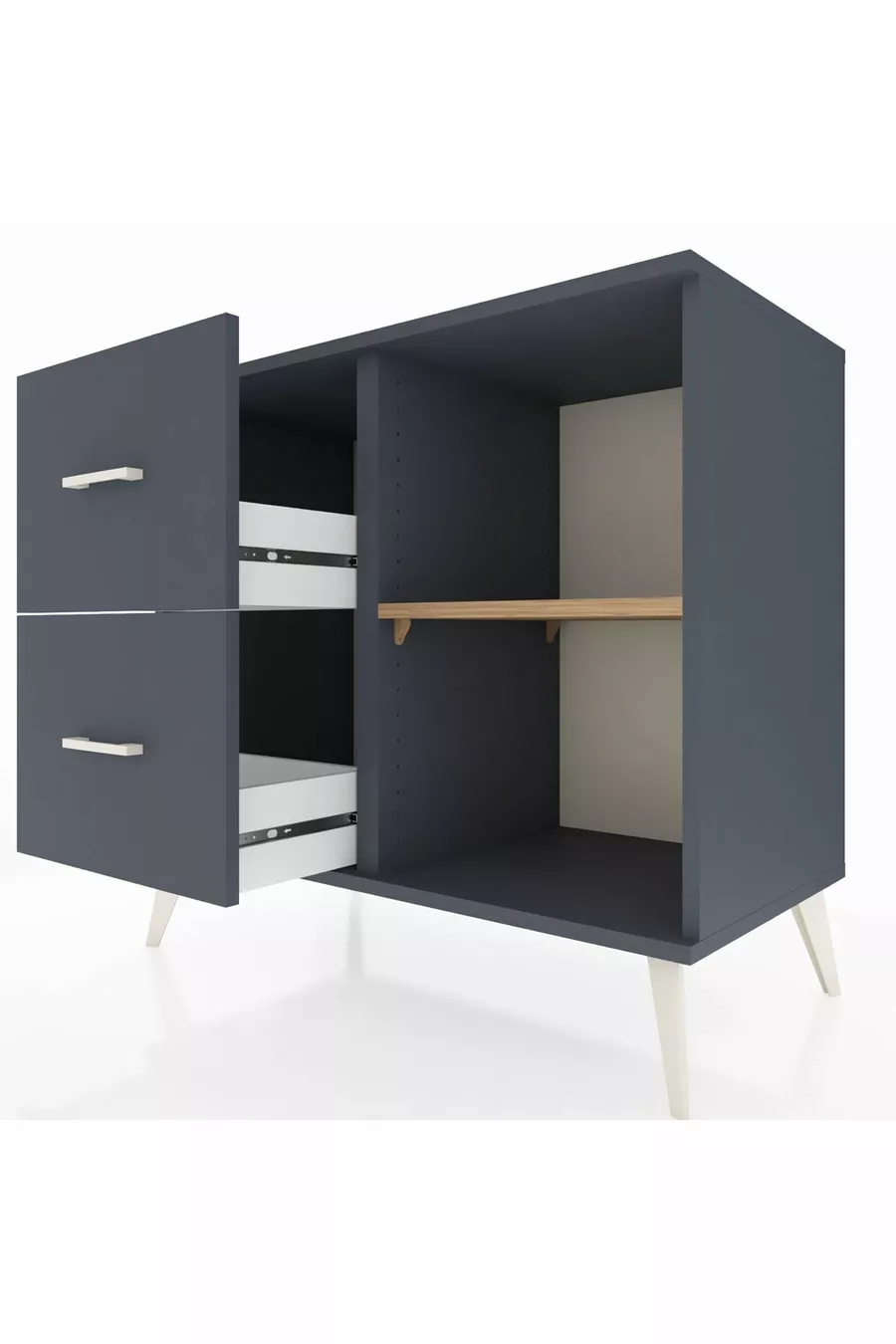 Commode Hyperion à une étagère et 2 tiroirs Anthracite-Sapin/Anthracite