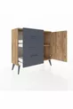Commode Arges avec une seule étagère, 2 tiroirs et une porte, Pin-Pin/Anthracite
