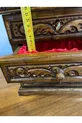 Coffre à deux tiroirs avec miroir et serrure en bois, hauteur cm