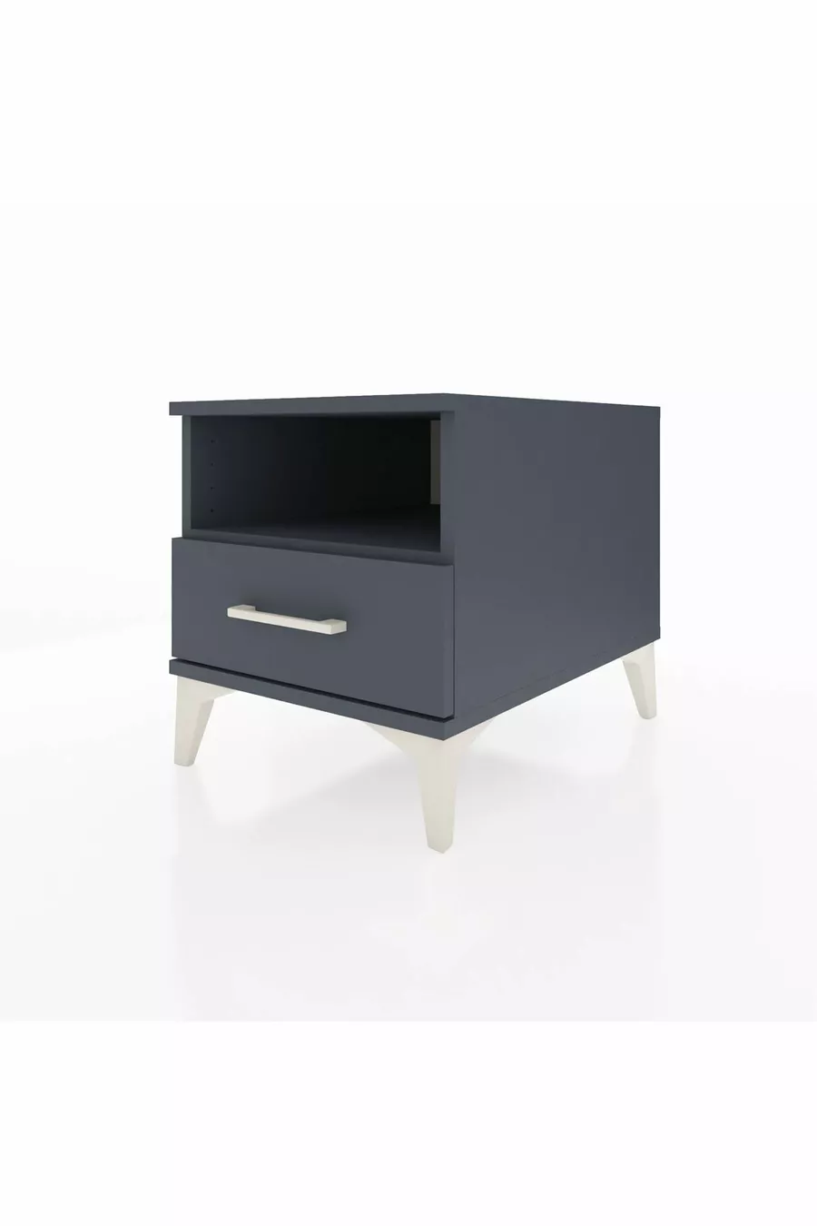 Chevet Kronos à une étagère et un tiroir Anthracite-Anthracite