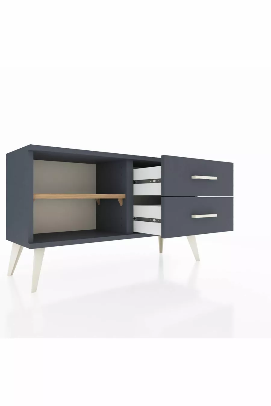 Commode Arges à une étagère et 2 tiroirs Anthracite-Sapin/Anthracite