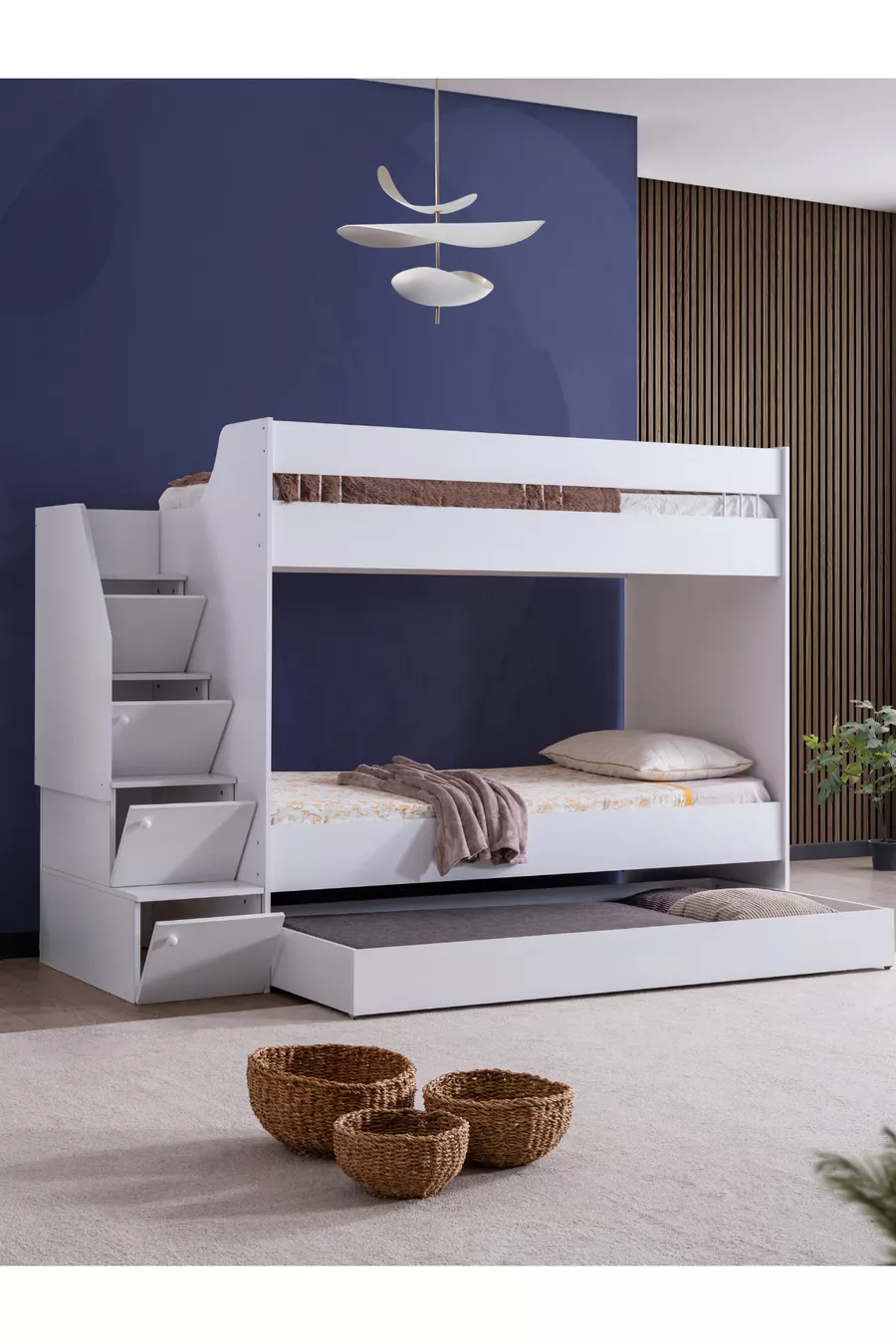 Lit superposé, Lit superposé pour enfant Martin - 2 matelas Comfort blancs