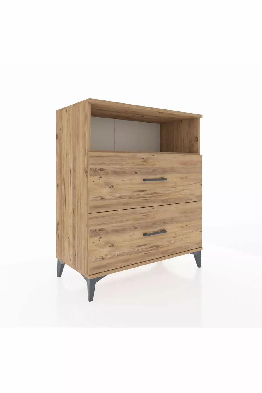 Commode Hyperion à un seul étagère et 2 tiroirs en pin-pin