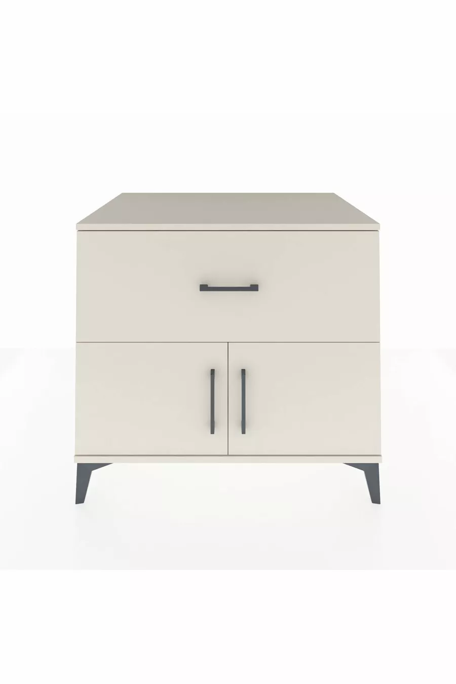 Commode Kronos à une étagère, un tiroir et deux portes, Pierre de lune-Pierres de lune